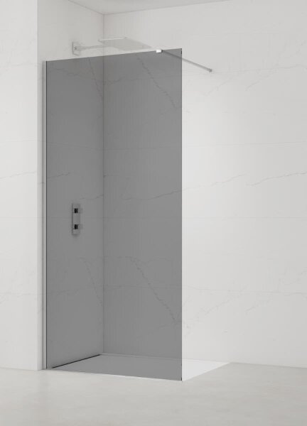 SAT Walk In Dunschwand Duchabtrennung 90 cm, Rauchglas Profilfarbe chrom mit Nano Beschichtung