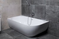 Swiss Aqua Technologies Eckbadewanne aus Gussmarmor 175 x 82 x 55 cm links, weiß
