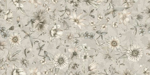 Kenzo Elfenbein Frühling Fliesen 3x (60 x 120 cm) 2,16 m² Blumenmuster matt