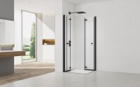 SAT SK Duschkabine 90x90 cm Eckeinstieg Easy-Clean-Oberfläche, Schwarz / Klarglas