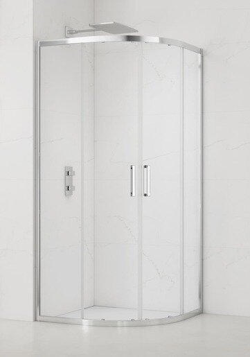 SAT TEX Duschkabine Viertelkreis Eckdusche Nano-Beschichtung 90x90 cm mit Soft-Close Türen, chrom