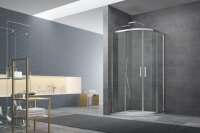 SAT TEX Duschkabine Viertelkreis Eckdusche Nano-Beschichtung 90x90 cm mit Soft-Close Türen, chrom