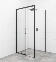 SAT TEX Rechteckige Duschkabine 120 x 80 cm mit Gleittür/Schiebetür, Schwarz matt