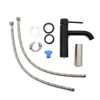 SAT Aurum Einhand-Waschtischbatterie 16,5 cm Edelstahl, Schwarz matt