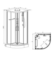 SAT Komplettdusche Viertelkreis 90x90 cm 6mm Sicherheitsglas, Chrom