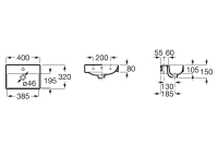 ROCA Ona Hängewaschbecken 40 x 32 x 15 cm mit Überlauf und Hahnloch, weiß