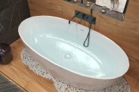 SAT Freistehende Badewanne aus Gussmarmor 167x82,3 cm Siphon und Füße, weiß