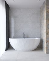 SAT Freistehende Badewanne aus Gussmarmor 167x82,3 cm Siphon und Füße, weiß