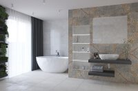 SAT Freistehende Badewanne aus Gussmarmor 167x82,3 cm Siphon und Füße, weiß