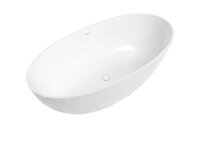 SAT Freistehende Badewanne aus Gussmarmor 167x82,3 cm Siphon und Füße, weiß