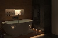 SAT Freistehende Badewanne aus Gussmarmor 167x82,3 cm Siphon und Füße, weiß