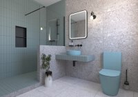 SAT Infinitio Stand-WC-Kombination spülrandlos mit SoftClose WC-Sitz, Grün matt