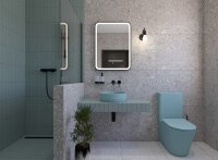 SAT Infinitio Stand-WC-Kombination spülrandlos mit SoftClose WC-Sitz, Grün matt