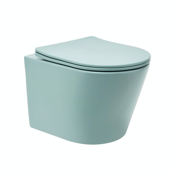 SAT Infinitio Wand-WC-Set spülrandlos WC-Sitz Absenkautomatik inkl. Montageset, Grün matt