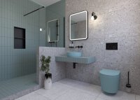 SAT Infinitio Wand-WC-Set spülrandlos WC-Sitz Absenkautomatik inkl. Montageset, Grün matt