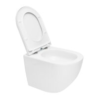 Swiss Aqua Technologies Wand-WC-Set mit Tornado-Spülung und WC-Sitz mit SoftClose + Schallschutz, glänzend weiß