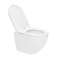 Swiss Aqua Technologies Wand-WC-Set mit Tornado-Spülung und WC-Sitz mit SoftClose + Schallschutz, glänzend weiß