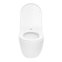 Swiss Aqua Technologies Wand-WC-Set mit Tornado-Spülung und WC-Sitz mit SoftClose + Schallschutz, glänzend weiß