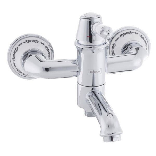 Provence Wannenarmatur Retro-Design Wandmontage, 150 mm Abstand, chrom