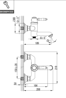 Provence Wannenarmatur Retro-Design Wandmontage, 150 mm Abstand, chrom