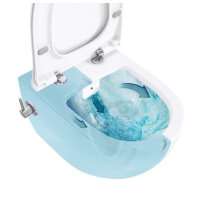 SAT Aquacare Wand-Dusch-WC Flush 2.0 mit Bidetfunktion und VitrA integrierter Thermostatarmatur und SoftClose TakeOff WC-Sitz, weiß